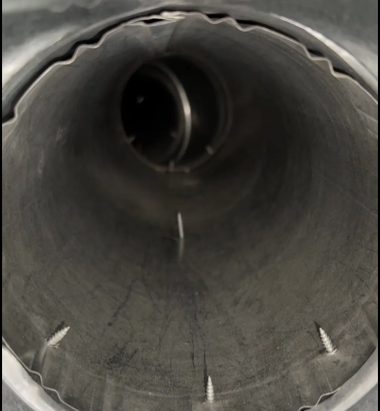 Clean round duct after FreshDuct cleaning