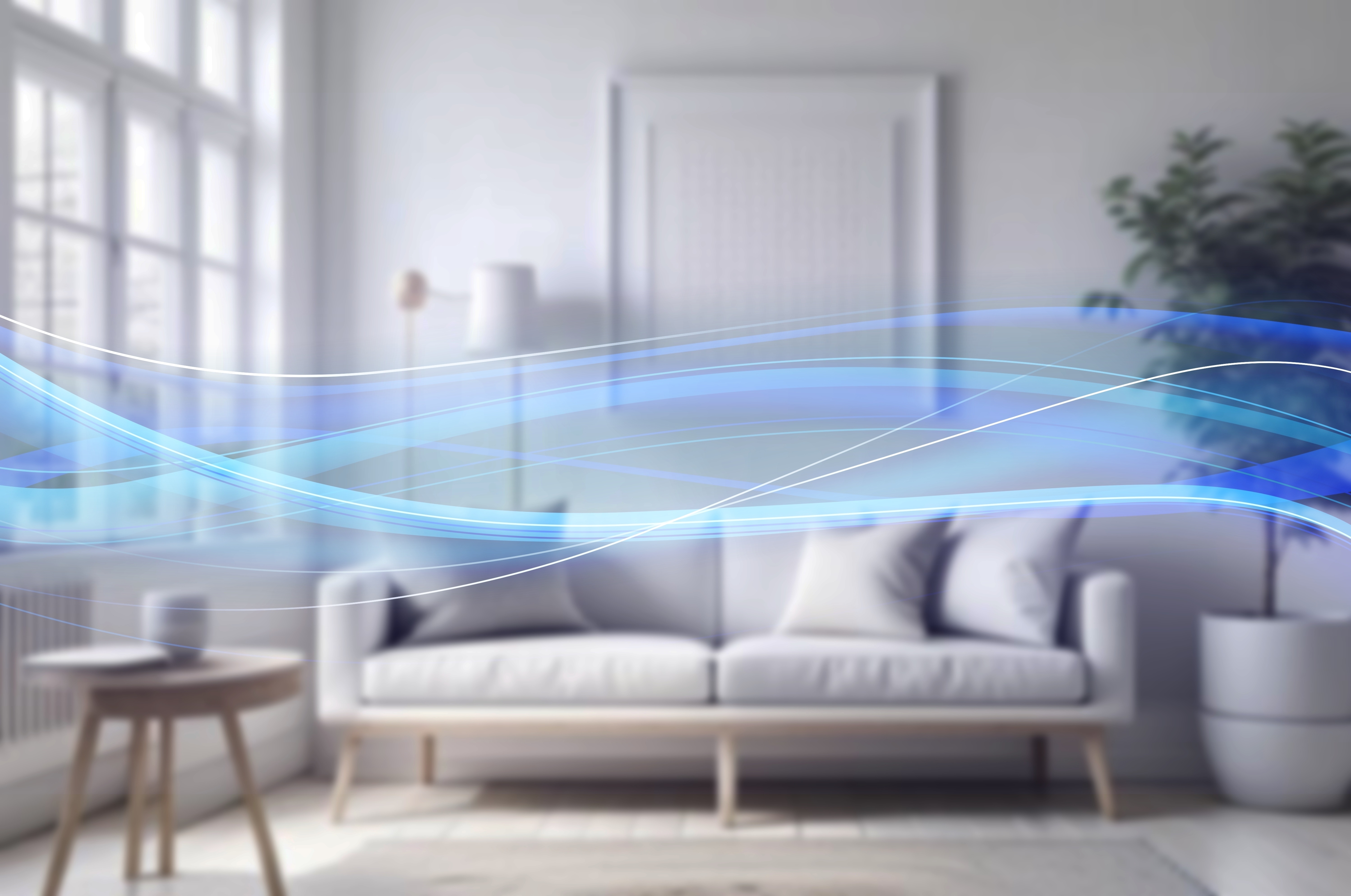 Clean fresh air flowing through a modern living room